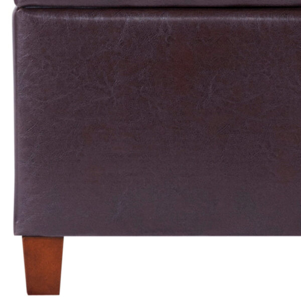 Square Shape Leatherette Upholstered Wooden Ottoman with Tufted Lift Off Lid Storage, Brown