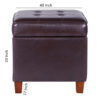 Square Shape Leatherette Upholstered Wooden Ottoman with Tufted Lift Off Lid Storage, Brown