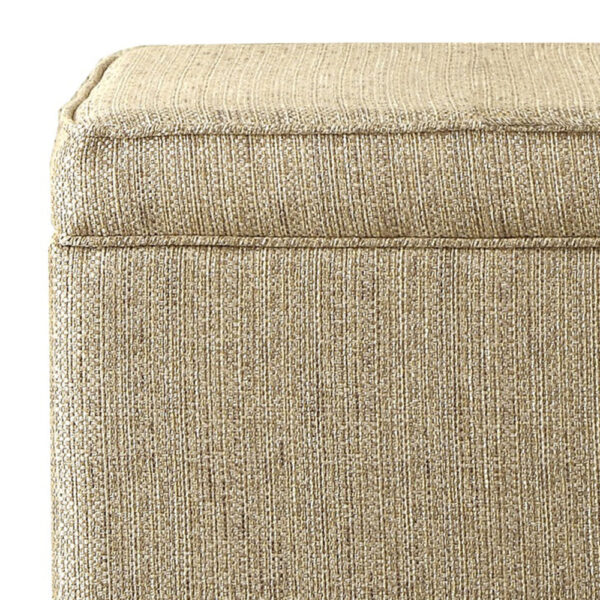 Rectangular Fabric Upholstered Wooden Ottoman with Lift Top Storage, Brown