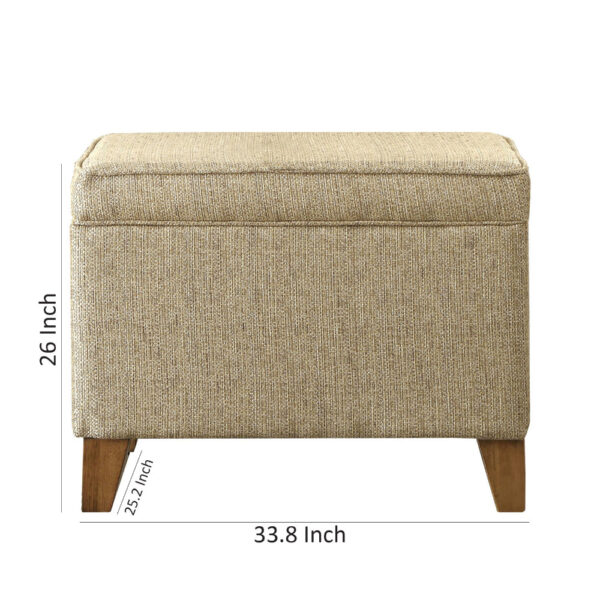 Rectangular Fabric Upholstered Wooden Ottoman with Lift Top Storage, Brown