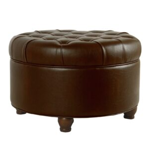 140220266990fcd712f84.jpeg Leatherette Upholstered Wooden Ottoman with Tufted Lift Off Lid Storage, Brown