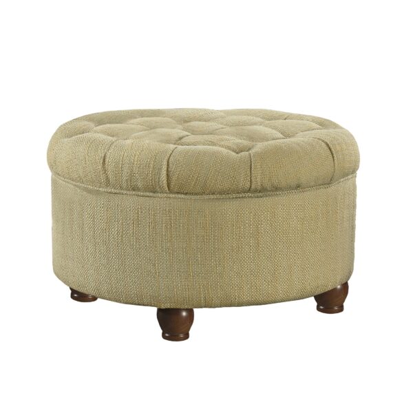140220266990fcdd48637.jpeg Fabric Upholstered Wooden Ottoman with Tufted Lift Off Lid Storage, Beige and Brown