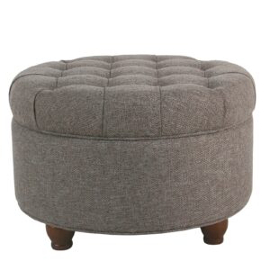 140220266990fcf5e1490.jpeg Fabric Upholstered Wooden Ottoman with Tufted Lift Off Lid Storage, Dark Gray