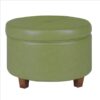 Leatherette Upholstered Wooden Ottoman with Single Button Tufted Lift Top Storage, Green, Large
