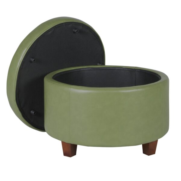 Leatherette Upholstered Wooden Ottoman with Single Button Tufted Lift Top Storage, Green, Large