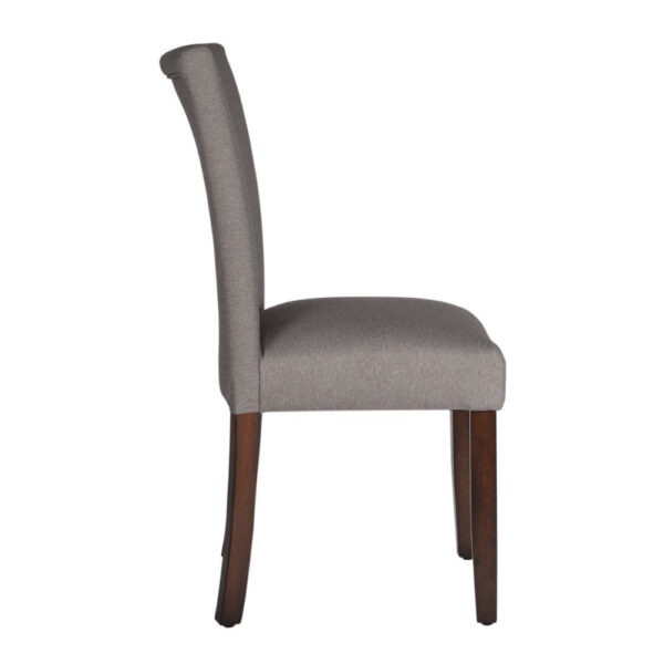Fabric Upholstered Wooden Parson Dining Chair with Splayed Back, Gray and Brown