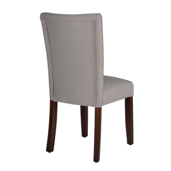 Fabric Upholstered Wooden Parson Dining Chair with Splayed Back, Gray and Brown