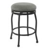 Metal Counter Stool with Swivelling Fabric Padded Seat, Gray and Black