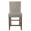 Fabric Upholstered Wooden Counter Stool with Striking Nail head Trims, Gray and Brown