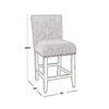 Fabric Upholstered Wooden Counter Stool with Striking Nail head Trims, Gray and Brown