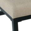 Open Back Metal Counter Stool with Fabric Upholstered Padded Seat, Beige and Black