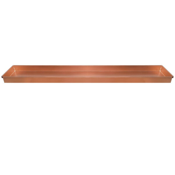 29 Inch Rectangular Metal Windowsill Planter Tray, Trim Edges, Large, Copper