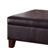 Leatherette Upholstered Wooden Ottoman With Hinged Storage, Brown, Large