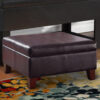 Leatherette Upholstered Wooden Ottoman With Hinged Storage, Brown, Large