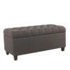 14022026699101323a3bd.jpeg Fabric Upholstered Button Tufted Wooden Bench With Hinged Storage, Dark Gray and Brown