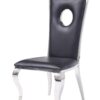 1402202669910165d767b.jpeg 19 Inch Dining Side Chair, Faux Leather, Set of 2, Black, Silver