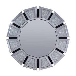 14022026699103344405e.jpeg Wooden Backing Wall Decor with Tapered Mirrored Panel Borders, Clear and Black