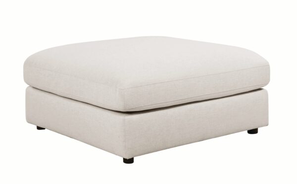 140220266991037d2c417.jpeg Fabric Upholstered Wooden Ottoman with Loose Cushion Seat and Small Feet, Beige