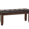 140220266991038615072.jpeg Leatherette Upholstered Tufted Wooden Bench with Chamfered Legs, Brown