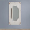 Wooden Rectangle Wall Mirror with Chipped Edges and Hook, White