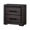 Wooden Nightstand with 2 Drawers and Finger Pull Handle,Gray and Black