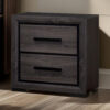 Wooden Nightstand with 2 Drawers and Finger Pull Handle,Gray and Black