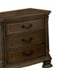 Wooden Nightstand with 3 Drawers and Intricate Carving Details, Brown
