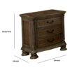 Wooden Nightstand with 3 Drawers and Intricate Carving Details, Brown