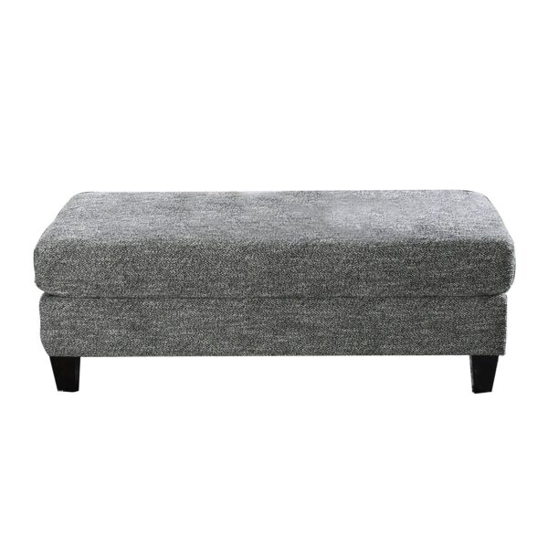 Fabric Upholstered Wooden Ottoman with Tapered Legs, Gray