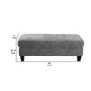 Fabric Upholstered Wooden Ottoman with Tapered Legs, Gray
