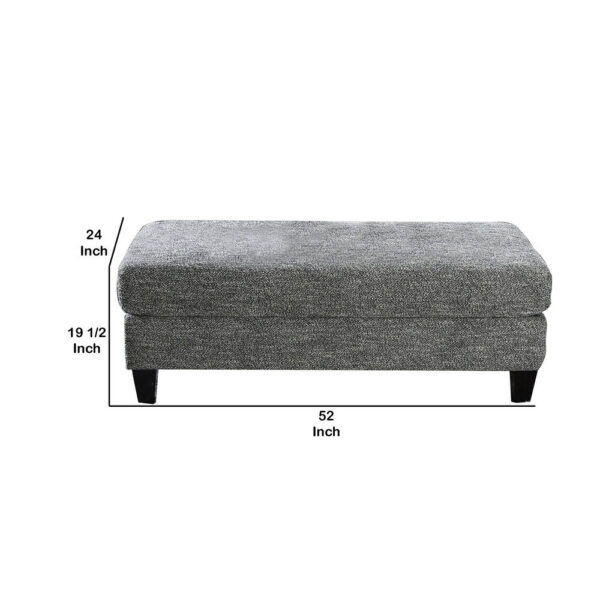 Fabric Upholstered Wooden Ottoman with Tapered Legs, Gray
