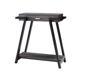 Wooden Console Table with Angled Leg Support and Drawer,Black and Gray