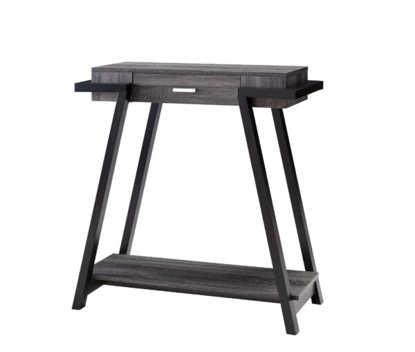 140220266991054303105.jpeg Wooden Console Table with Angled Leg Support and Drawer,Black and Gray