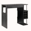 Transitional Style Wooden Bar Table with 3 Tier Side Shelves, Gray