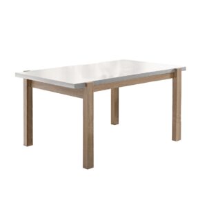 1402202669910551ddca9.jpeg Rectangular Wooden Dining Table with Straight Legs, White and Brown