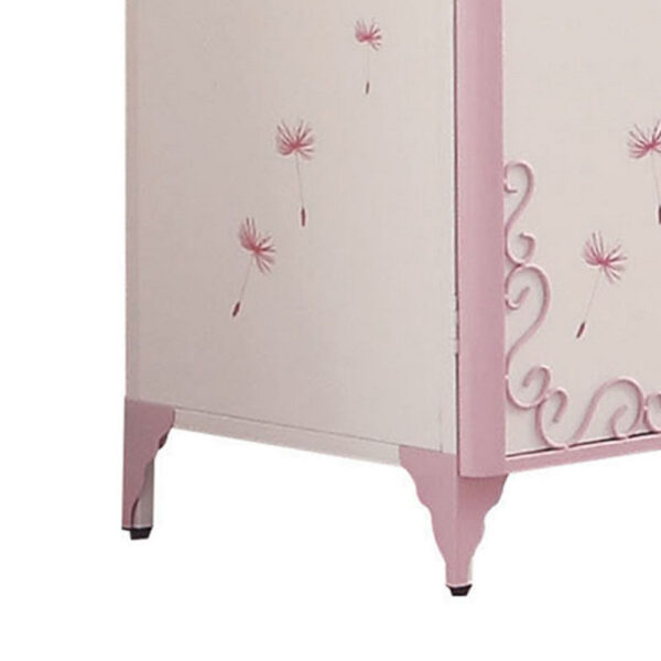 Metal Armoire with Butterfly Handle and Dandelions, White and Purple