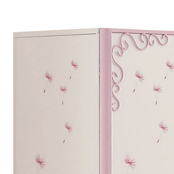Metal Armoire with Butterfly Handle and Dandelions, White and Purple