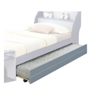 Transitional Style Wooden Trundle Bed with Caster Wheels, Gray