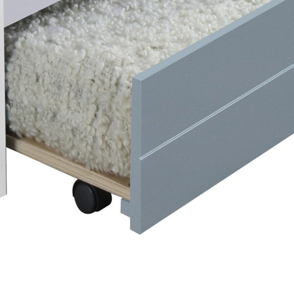 Transitional Style Wooden Trundle Bed with Caster Wheels, Gray
