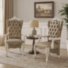 14022026699105cee253d.jpeg Faux Leather Upholstered Wooden Arm Chairs, Set of Two, White and Gray