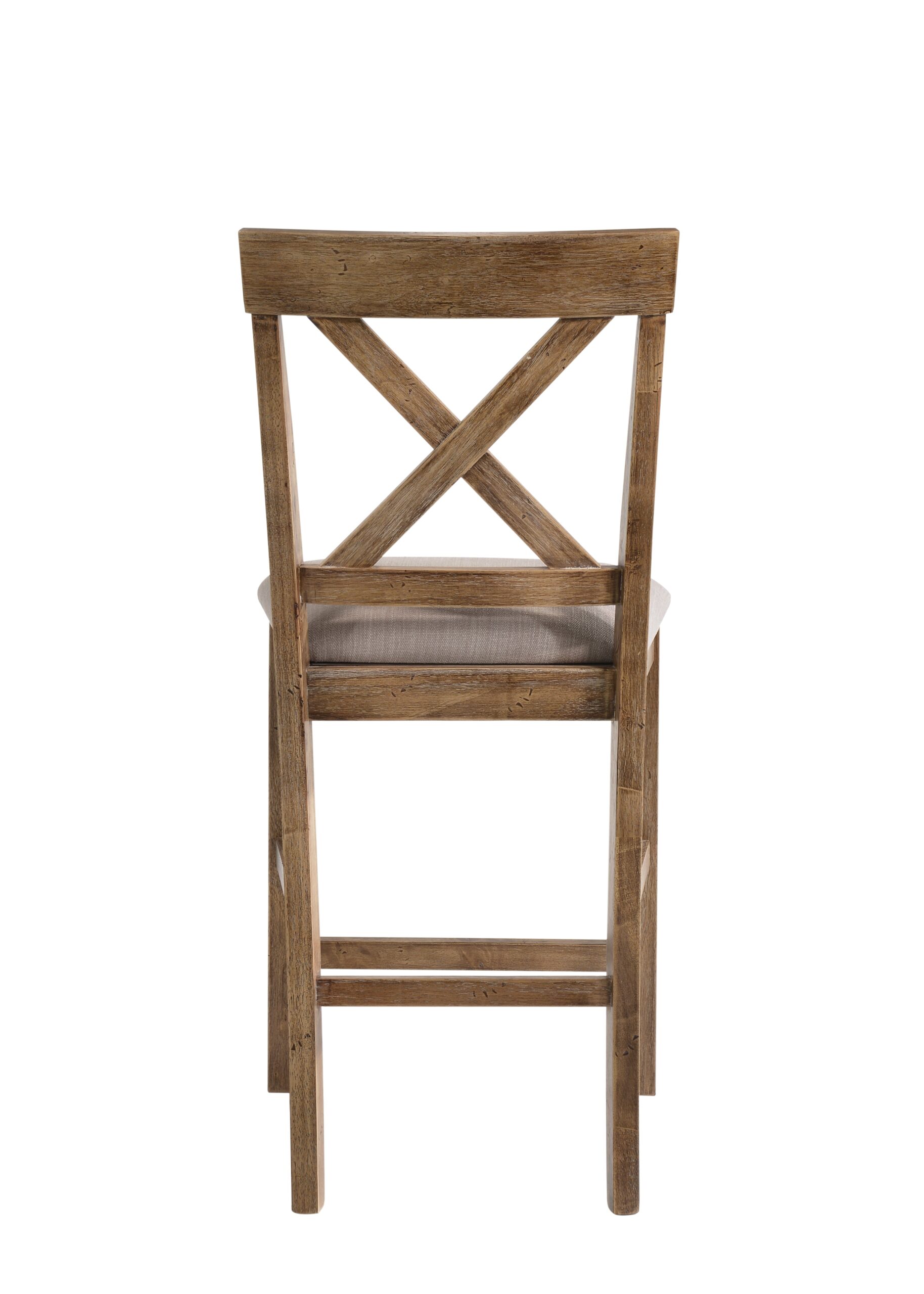 Fabric Upholstered Wooden Counter Height Chair,Set of 2,Brown and Gray