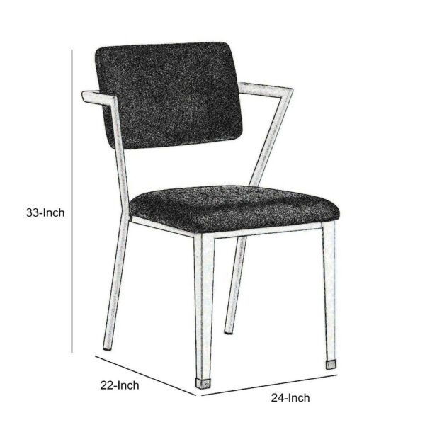 140220266991088156ed6.jpeg Fabric Upholstered Metal Dining Chair, Set of 2, White and Gray