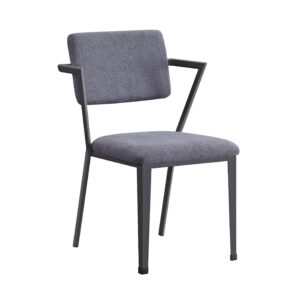 140220266991088804fb2.jpeg Fabric Upholstered Metal Dining Chair, Set of 2, Gray and Black