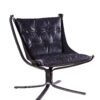14022026699108e7a6616.jpeg Star Base Metal Accent Chair with Faux Leather Seating, Blue and Brown