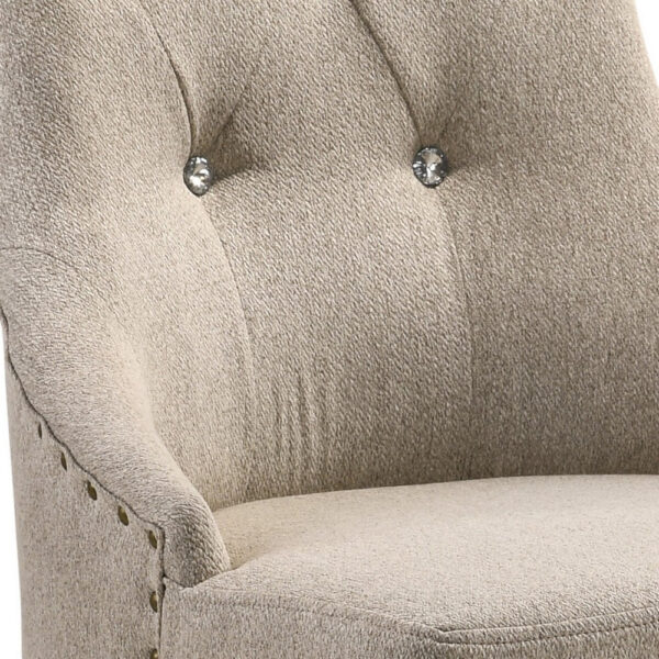 140220266991097ae5afd.jpeg Wooden Chair with Fabric Upholstered Seating, Set of 2,Beige and Brown