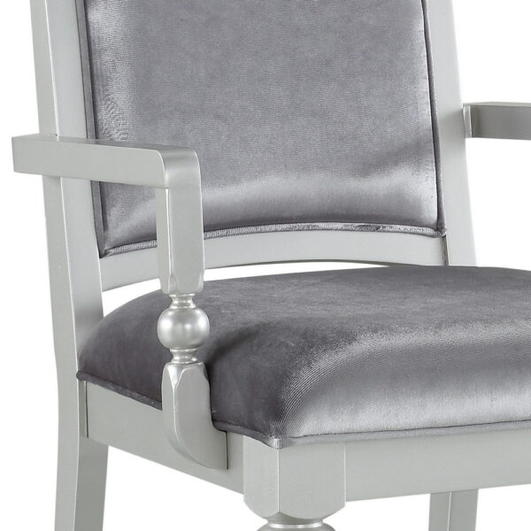 1402202669910987b6799.jpeg Crystal Inlaid Fabric Upholstered Wooden Arm Chair, Set of 2, Silver