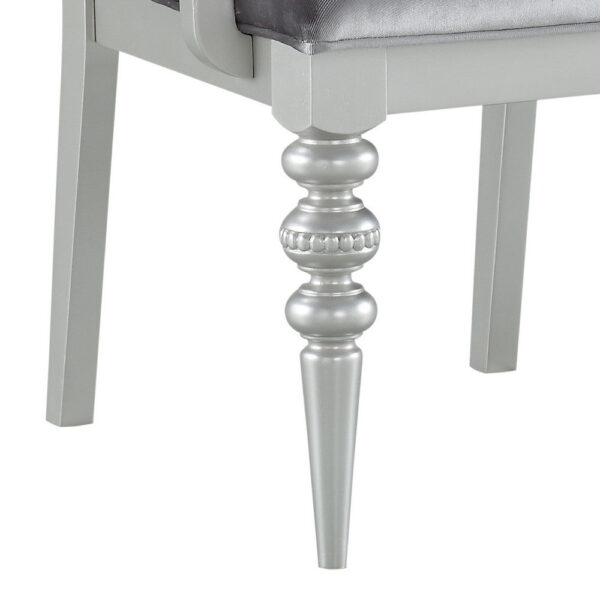 140220266991098ad6ff7.jpeg Crystal Inlaid Fabric Upholstered Wooden Arm Chair, Set of 2, Silver