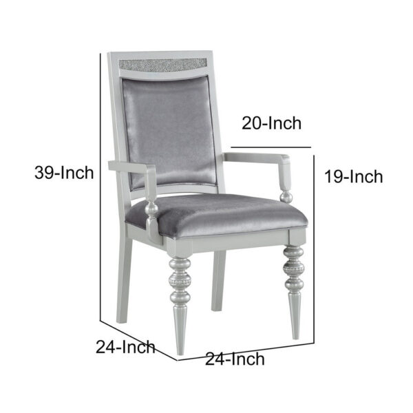 140220266991098c60bff.jpeg Crystal Inlaid Fabric Upholstered Wooden Arm Chair, Set of 2, Silver