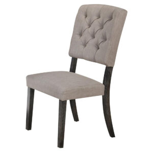 1402202669910990068cc.jpeg Wooden Side chair with Tufted Back, Set of 2, Brown and Gray