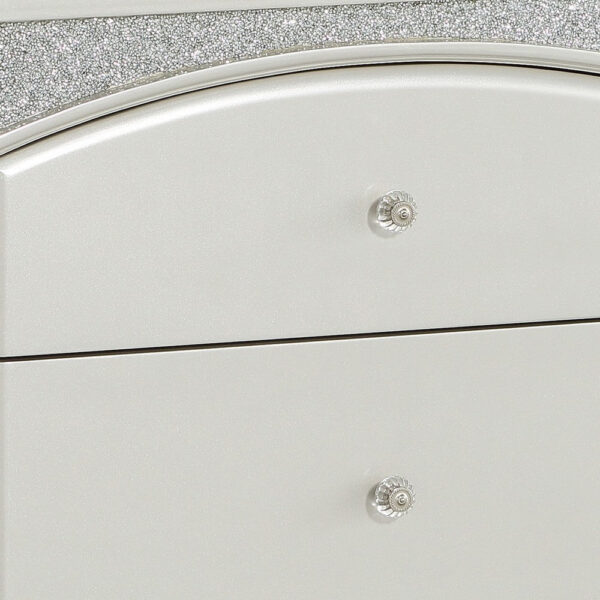 14022026699109cad0e12.jpeg Modern Style 2 Drawer Wooden Nightstand with Rhinestone Inlays, Silver